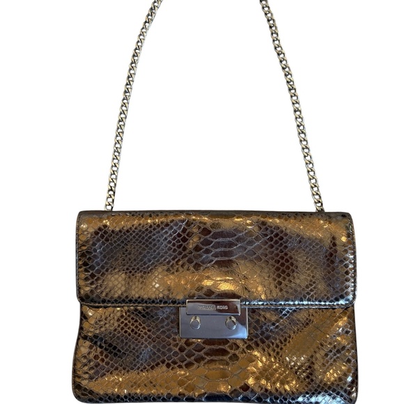 MICHAEL KORS METALLIC BRONZE CLUTCH BAG - Picture 1 of 5